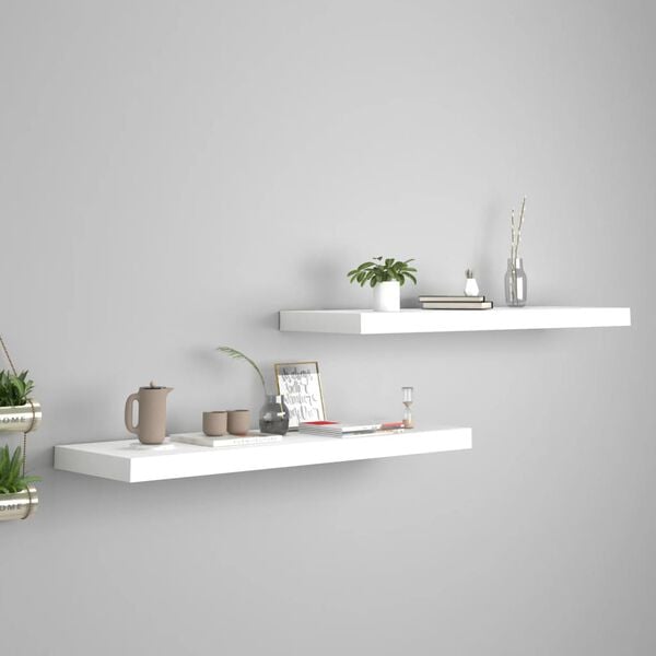 vidaXL Floating Wall Shelves 2 pcs White 80x23.5x3.8 cm MDF