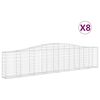 vidaXL Arched Gabion Baskets 8 pcs 400x30x80/100 cm Galvanised Iron