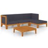 vidaXL 5 Piece Garden Lounge Set with Cushions Solid Acacia Wood