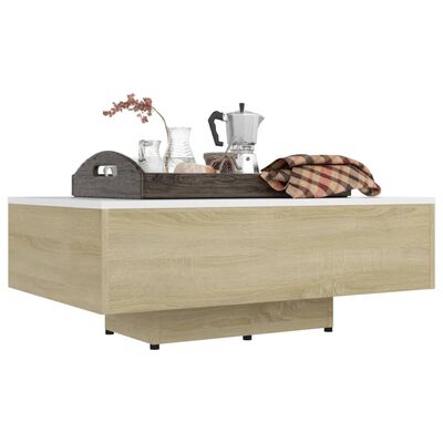 vidaXL Coffee Table White and Sonoma Oak 85x55x31 cm Engineered Wood