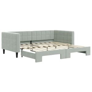 vidaXL Daybed with Trundle without Mattress Light Grey 90x190 cm