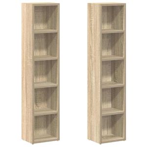 vidaXL CD Cabinets 2 pcs Sonoma Oak 21x16x93.5 cm Engineered Wood
