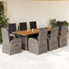 vidaXL 9 Piece Garden Dining Set with Cushions Grey Poly Rattan
