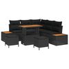 vidaXL Garden Sofa Set 8 pcs 7-Seater Black Poly rattan