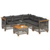 vidaXL 6 Piece Garden Sofa Set with Cushions Grey Poly Rattan
