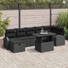 vidaXL Garden Sofa Set with Cushion 8 pcs Black Poly rattan