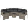 vidaXL Garden Sofa with Table and Cushions Round Grey Poly Rattan