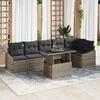 vidaXL Garden Sofa Set with Cushion 7 pcs Grey Poly Rattan