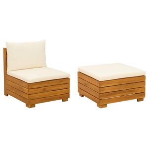 vidaXL Garden Lounge Set with Cushion 2 Piece Brown Solid Acacia Wood