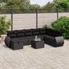 vidaXL 9 Piece Garden Sofa Set with Cushions Black Poly Rattan