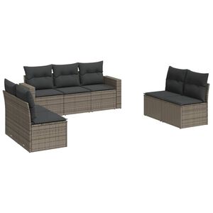vidaXL 7 Piece Garden Sofa Set with Cushions Grey Poly Rattan