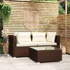 vidaXL 3 Piece Garden Lounge Set with Cushions Brown Poly Rattan