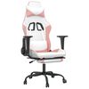 vidaXL Gaming Chair with Footrest White and Pink Faux Leather