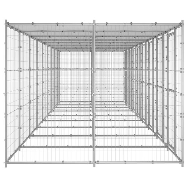 vidaXL Outdoor Dog Kennel Galvanised Steel with Roof 21.78 m²