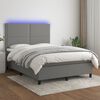 vidaXL Box Spring Bed with Mattress&LED Dark Grey 137x187 cm Double Size Fabric