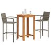 vidaXL 3 Piece Garden Bar Set Grey Solid Wood Acacia and Poly Rattan