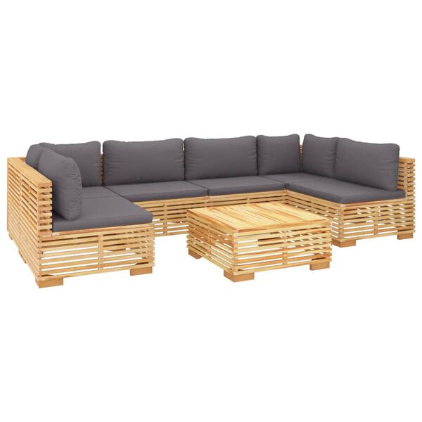 vidaXL 7 Piece Garden Lounge Set with Cushions Solid Teak Wood
