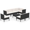 vidaXL 9 Piece Garden Lounge Set with Cushions Poly Rattan Black
