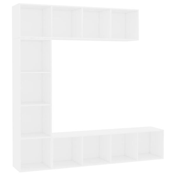 vidaXL 3 Piece Book/TV Cabinet Set White 180x30x180 cm