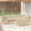 vidaXL 9 Piece Garden Lounge Set with Cream Cushions Solid Pinewood