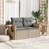 vidaXL Garden Sofa with Cushions 2-Seater Beige Poly Rattan