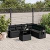 vidaXL 7 Piece Garden Sofa Set with Cushions Black Poly Rattan