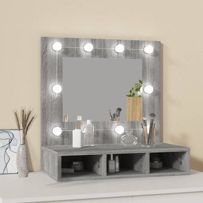 vidaXL Mirror Cabinet with LED Grey Sonoma 60x31.5x62 cm