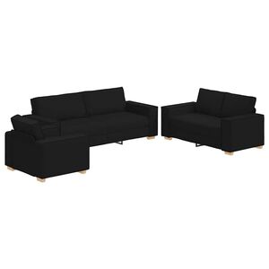 vidaXL Sofa 3 pcs Black Fabric