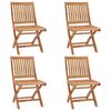 vidaXL Folding Garden Chairs with Cushions 4 pcs Solid Teak Wood