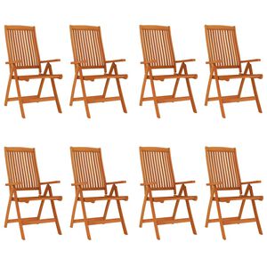 vidaXL Garden Chair | Set of 8 | Natural wood | Solid eucalyptus wood | Standard