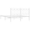 vidaXL Metal Bed Frame without Mattress with Headboard White 150x200cm