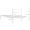 vidaXL Metal Bed Frame without Mattress with Headboard White 135x190cm
