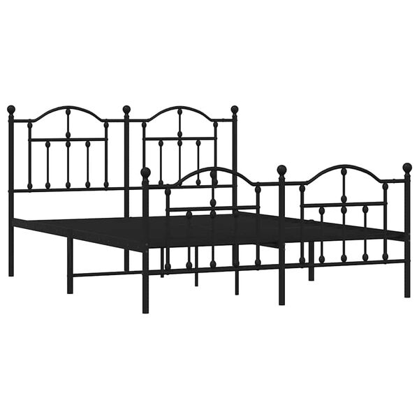 vidaXL Metal Bed Frame without Mattress with Footboard Black 135x190cm