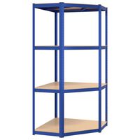vidaXL 4-Layer Corner Shelf Blue Steel&Engineered Wood