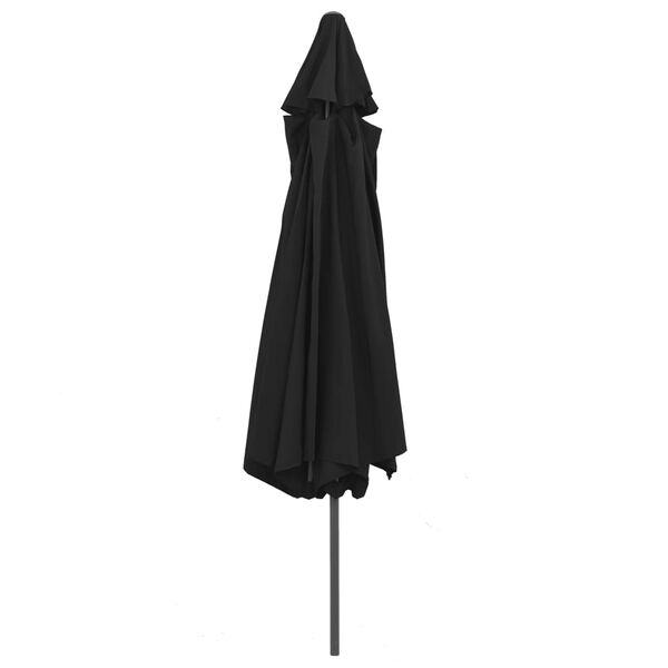 vidaXL Garden Parasol with Metal Pole 390 cm Black