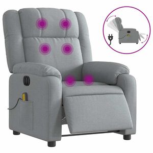 vidaXL Electric Massage Recliner Chair Light Grey Fabric