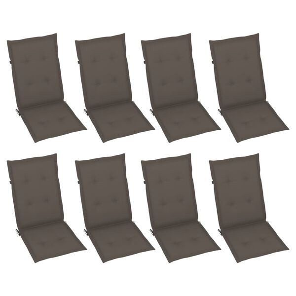 vidaXL Garden Reclining Chairs with Cushions 8 pcs Grey Solid Wood Acacia