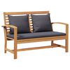 vidaXL Garden Bench and Table Set with Cushion 2 Piece Solid Teak Wood