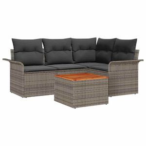 vidaXL Garden Sofa Set with Cushion 5 pcs Grey Poly Rattan