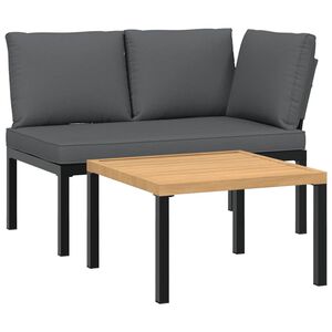 vidaXL 2 Piece Garden Sofa Set with Cushions Black Aluminium