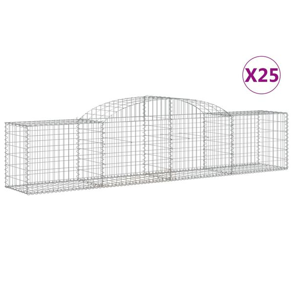 vidaXL Arched Gabion Baskets 25 pcs 300x50x60/80 cm Galvanised Iron