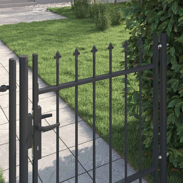 vidaXL Fence Gate Boxtel Single Door with Spike Top Steel 1x1 m Black