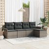 vidaXL Garden Sofa Set with Cushion 5 pcs Grey Poly Rattan