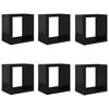vidaXL Cube Shelf | Set of 6 | High gloss black | Engineered wood | Medium