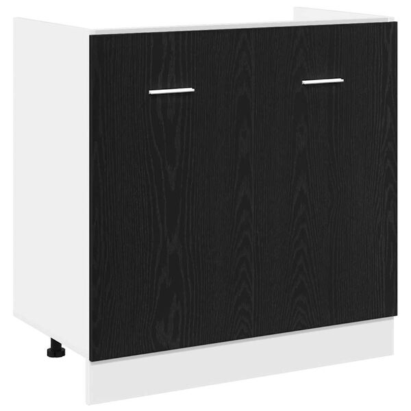 vidaXL Sink Bottom Cabinet Black Oak 80x46x81.5 cm Engineered Wood