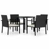 vidaXL 5 Piece Garden Dining Set Poly Rattan Black