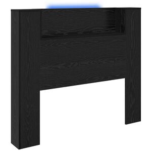 vidaXL Storage Headboard with LED Black Oak Engineered Wood