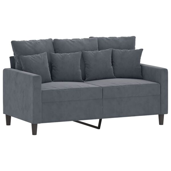 vidaXL 2 Piece Sofa Set with Cushions Dark Grey Velvet