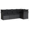 vidaXL 5 Piece Garden Sofa Set with Cushions Black Poly Rattan