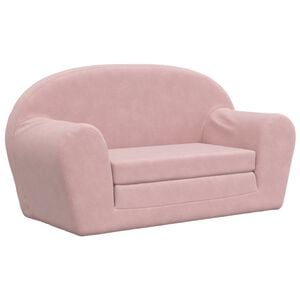 vidaXL Kids' Sofa Bed 2-Seater Pink Soft Plush